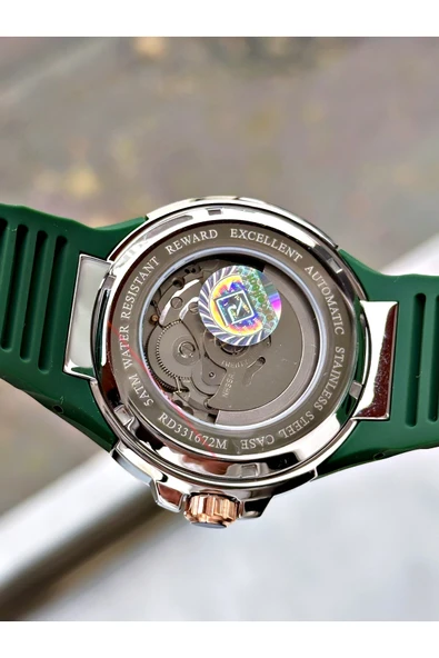 Reward Siyah Renk Çelik Kasa Otomatik Mekanizma Erkek Kol Saati + BİLEKLİK HEDİYELİ - Resim 4