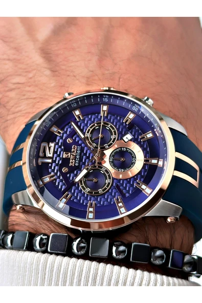 Reward Lacivert Renk Silikon Spor Çelik Kasa Business Erkek Kol Saati + BİLEKLİK ürün görseli 1