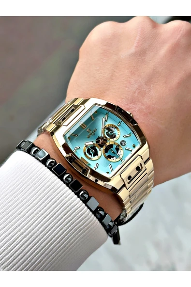 Reward Altın Renk Fonksiyonlar Aktif Kare Erkek Kol Saati + BİLEKLİK - Resim 2
