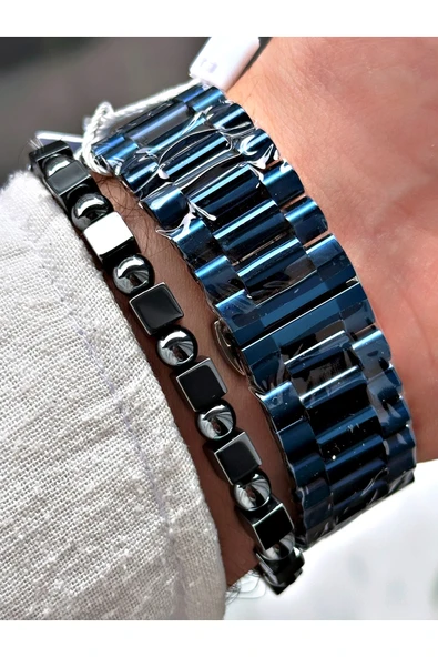 Chaperone Lacivert Renk Fonksiyonlar Aktif Çelik Kordon  Erkek Kol Saati + BİLEKLİK HEDİYELİ By Reward - Resim 4