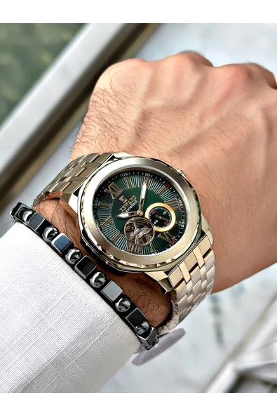 Reward Altın Renk Kasa Kordon Çelik  Mekanizma Erkek Kol Saati + BİLEKLİK - Resim 2