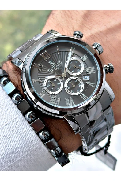 Reward Füme Renk Fonksiyonlar Aktif Çelik Kordon 3 ATM Su Geçirmez Erkek Kol Saati + BİLEKLİK - Resim 3