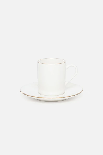 Soley | Ceyda | Altın Kenarlı 12 Parça 6 Kişilik Porselen Kahve Fincan Takımı - Resim 5