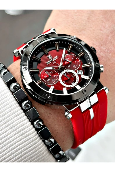 Reward Kırmızı Renk Spor Silikon Kordon Fonksiyonlu Garantili Erkek Kol Saati + BİLEKLİK - Resim 4
