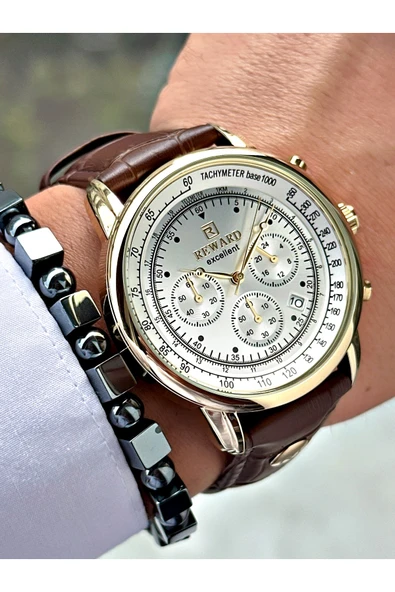 Reward Kahverengi Deri Kordon Pilli Orjinal Business Kilit Erkek Kol Saati + BİLEKLİK HEDİYELİ - Resim 3