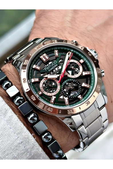 Ferrucci Gümüş Renk Fonksiyonlar Aktif Çelik Kordon  Erkek Kol Saati + BİLEKLİK HEDİYELİ - Resim 3