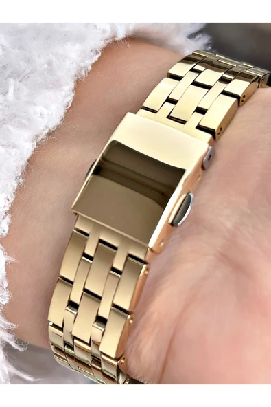 Ferrucci Altın Renk Şık Tasarım Çelik Kordon Kadın Kol Saati Bileklik Hediyeli - Resim 3