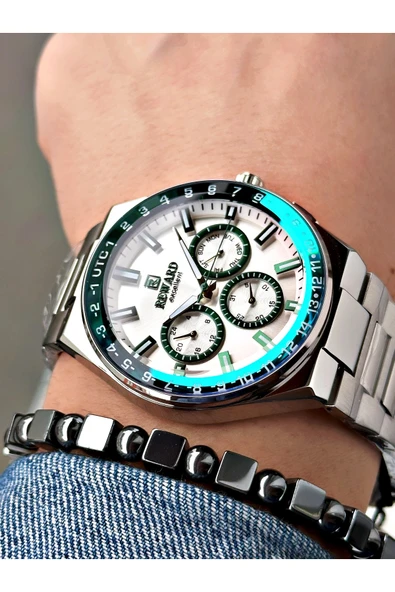 Reward Gümüş Renk Aynalı Cam Fonksiyonlu Erkek Kol Saati + BİLEKLİK ürün görseli 1