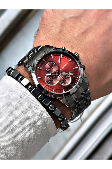 Chaperone Füme Renk Fonksiyonlar Aktif Çelik Kordon  Erkek Kol Saati + BİLEKLİK HEDİYELİ By Reward - Resim 2