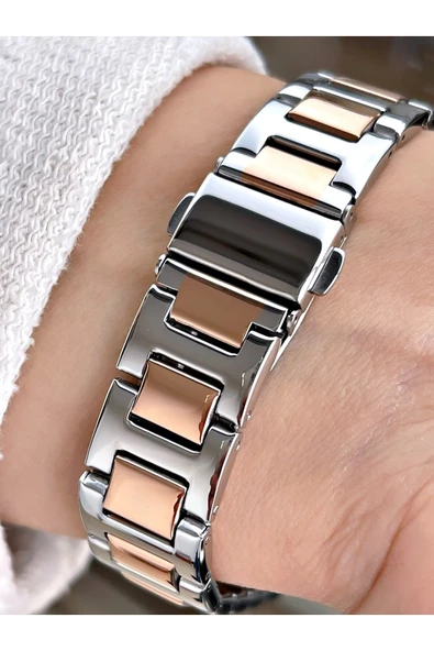 Navimarine Bakır-gümüş Renk Çelik Kordon Kadın Kol Saati Bileklik Hediyeli - Resim 3