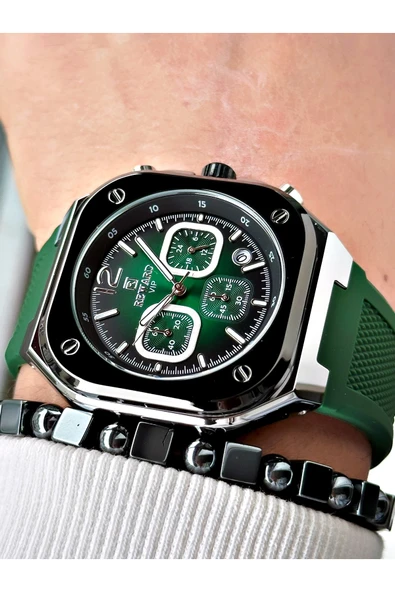 Reward Yeşil Renk Kare Model Fonksiyonlu Silikon Spor Erkek Kol Saati + BİLEKLİK - Resim 2