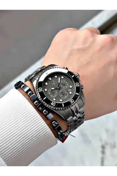 Fiesta Füme Renk Fonksiyonlu Çelik SK Mekanizma Çelik Erkek Kol Saati + BİLEKLİK - Resim 2