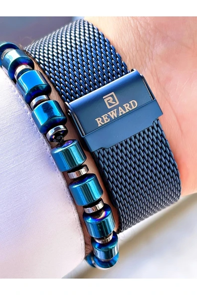 Reward Lacivert Renk Kare Model Fonksiyonlar Aktif Erkek Kol Saati + Bileklik - Resim 5