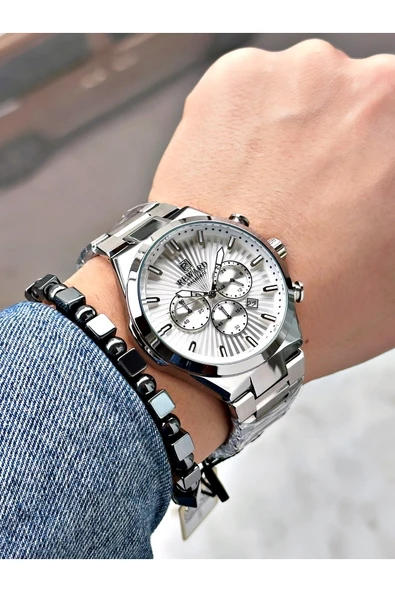Reward Gümüş Renk Fonksiyonlar Aktif Erkek Kol Saati + BİLEKLİK - Resim 2