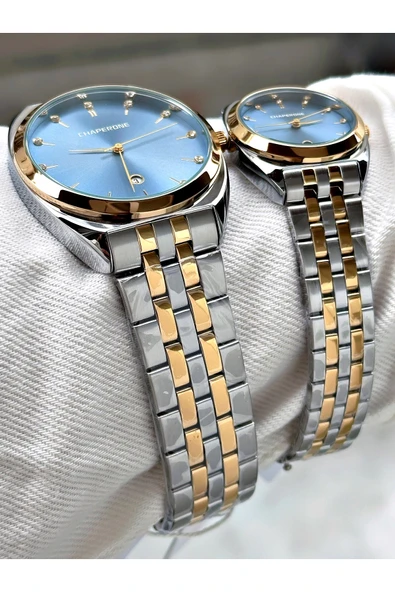 Chaperone Gümüş Renk Bay Çift Sevgili Kol Saati Orijinal Garantili + BİLEKLİK By REWARD - Resim 7