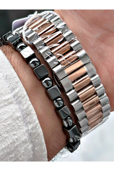 Chaperone Rose Gri Renk Fonksiyonlar Aktif Çelik Kordon  Erkek Kol Saati + BİLEKLİK HEDİYELİ By Reward - Resim 4