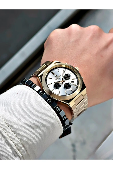 Reward Altın Renk Fonksiyonlar Aktif Çelik Kordon Erkek Kol Saati + BİLEKLİK - Resim 2