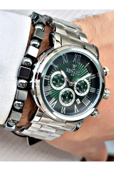 Reward Gümüş Renk Fonksiyonlar Aktif Çelik Kordon 3 ATM Su Geçirmez Erkek Kol Saati + BİLEKLİK ürün görseli 1