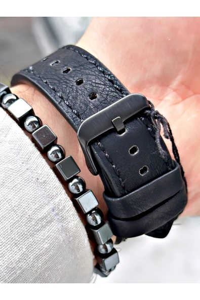 Ferrucci Siyah Deri Kordon Fonksiyonlu Şık Dizayn Erkek Kol Saati + BİLEKLİK HEDİYELİ - Resim 4