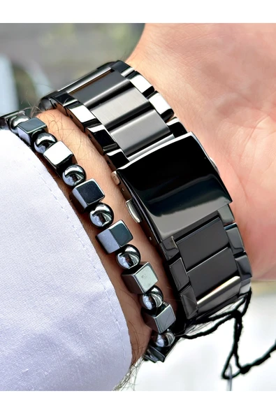 Ferrucci Siyah Renk Kare Klasik Çelik Kordon Erkek Kol Saati + BİLEKLİK - Resim 5
