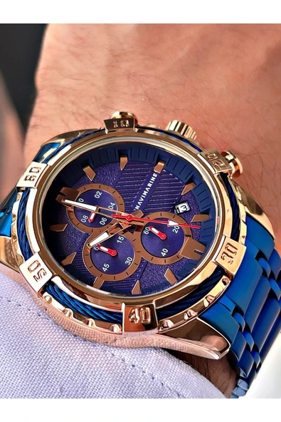 Navimarine Lacivert Renk Çelik Kordon Erkek Kol Saati Bileklik Hediyeli ürün görseli 1