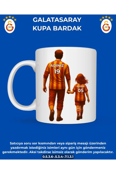 GALATASARAY KUPA BARDAK - KİŞİYE ÖZEL BARDAK - HEDİYE BARDAK - BASKILI KUPA BARDAK ürün görseli 1
