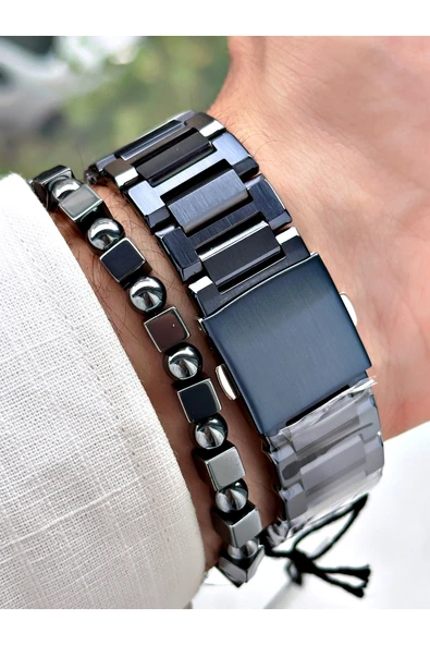 Ferrucci Lacivert Renk Kare Fonksiyonlu  Erkek Kol Saati + BİLEKLİK HEDİYELİ - Resim 5
