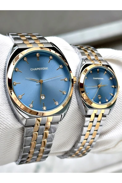 Chaperone Gümüş Renk Bay Çift Sevgili Kol Saati Orijinal Garantili + BİLEKLİK By REWARD - Resim 6