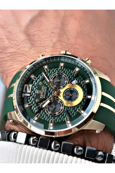 Reward Yeşil Renk Silikon Spor Çelik Kasa Business Erkek Kol Saati + BİLEKLİK ürün görseli 1