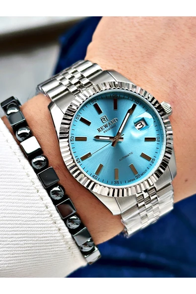 Reward Gümüş Renk Mekanizma Business Otomatik Erkek Kol Saati + BİLEKLİK - Resim 4