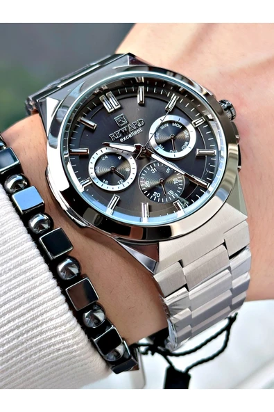 Reward Füme Renk Fonksiyonlu Büyük Kasa Erkek Kol Saati + BİLEKLİK HEDİYELİ - Resim 3