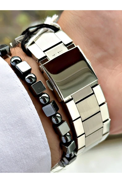 Ferrucci Gümüş Renk Business Otomatik  Mekanizma Erkek Kol Saati + BİLEKLİK - Resim 6