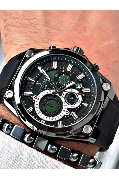 Reward Siyah Renk Spor Şık Dizayn Silikon Erkek Kol Saati + BİLEKLİK HEDİYELİ ürün görseli 1