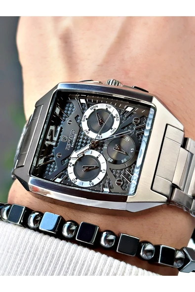 Reward Füme Renk Kare Model Fonksiyonlu Çelik Kordon Erkek Kol Saati + BİLEKLİK HEDİYELİ ürün görseli 1