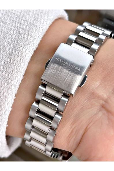 Navimarine Gümüş Renk Çelik Kordon Kadın Kol Saati Bileklik Hediyeli - Resim 3