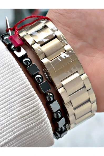 Fiesta Altın Renk Fonksiyonlu Çelik Makine Garantili Erkek Kol Saati + BİLEKLİK - Resim 4