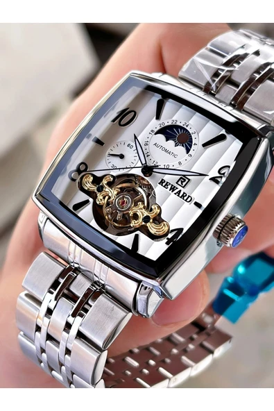 Reward Gümüş Renk Kare Model Fonksiyonlar Aktif Erkek Kol Saati + Bileklik Hediyeli ürün görseli 1