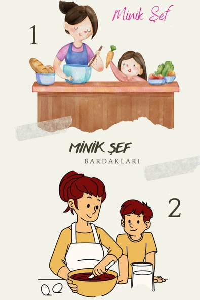 ANNE ÇOCUK KUPA BARDAK - MİNİK ŞEF TASARIM - ANNE MUG - KAHVE BARDAĞI - Resim 4