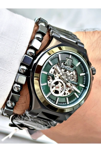 Reward Siyah Renk Çelik Kasa kordon  Mekanizma Lüx Erkek Kol Saati + BİLEKLİK ürün görseli 1