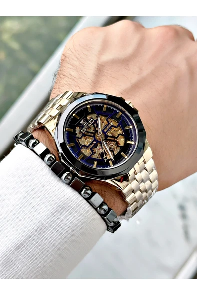 Reward Altın Renk Otomatik Business Çelik Kordon  Erkek Kol Saati + BİLEKLİK - Resim 3