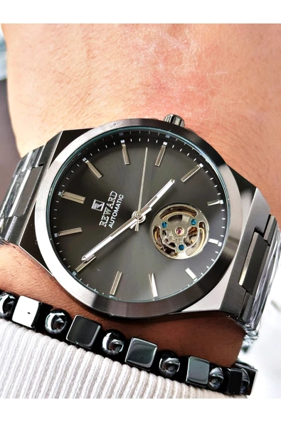 Reward Füme Renk Otomatik Kurmalı Çelik Kordon Erkek Kol Saati + BİLEKLİK ürün görseli 1