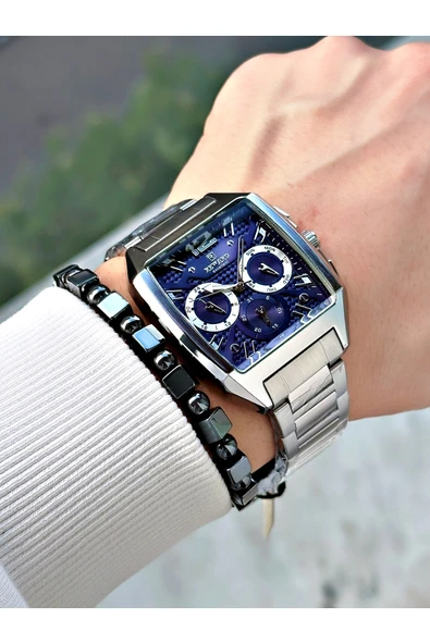 Reward Gümüş Renk Kare Model Fonksiyonlu Çelik Kordon Erkek Kol Saati + BİLEKLİK HEDİYELİ - Resim 2