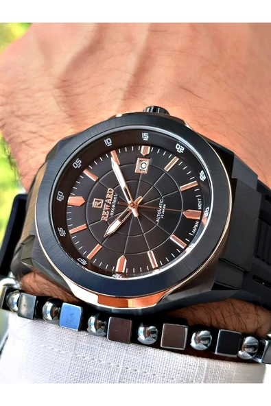 Reward Siyah Renk Çelik Kasa  Mekanizma Lüx Erkek Kol Saati + BİLEKLİK ürün görseli 1