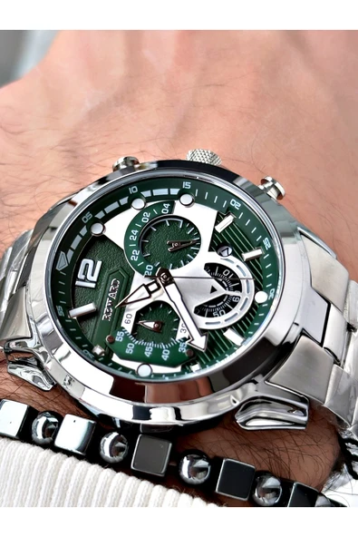 Reward Gümüş Renk Spor Fonksiyonlu Çelik Kordon Erkek Kol Saati + BİLEKLİK ürün görseli 1