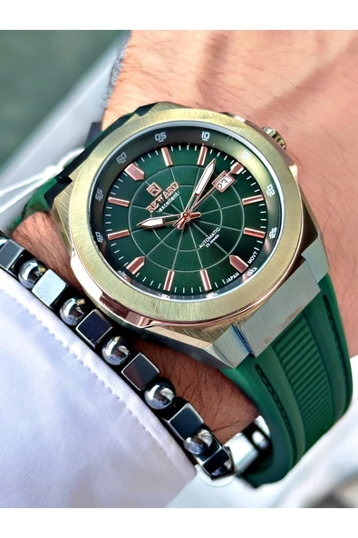 Reward Yeşil Renk Çelik Kasa  Mekanizma Lüx Erkek Kol Saati + BİLEKLİK - Resim 3
