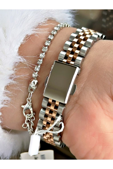 Navimarine Altın Renk Çelik Kordon Kadın Kol Saati + Bileklik Hediyeli - Resim 4