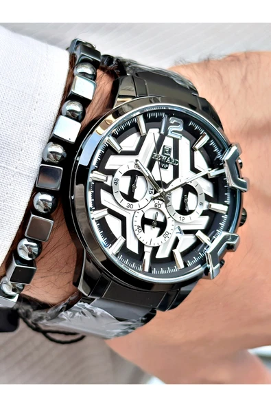 Reward Siyah Renk Büyük Kasa Çelik Kordon  Erkek Kol Saati + BİLEKLİK ürün görseli 1