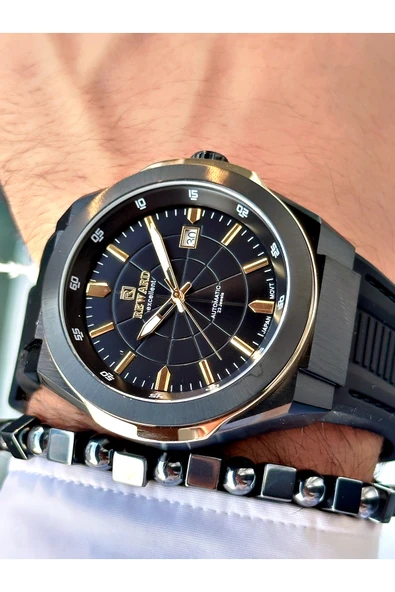 Reward Siyah Renk Çelik Kasa  Mekanizma Lüx Erkek Kol Saati + BİLEKLİK ürün görseli 1