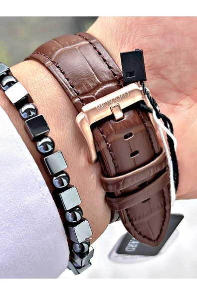 Reward Kahverengi Deri Kordon Otomatik Business Erkek Kol Saati + BİLEKLİK HEDİYELİ - Resim 7