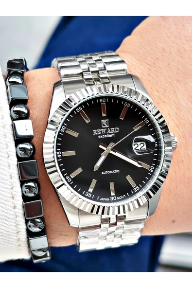 Reward Gümüş Renk Mekanizma Business Otomatik Erkek Kol Saati + BİLEKLİK ürün görseli 1